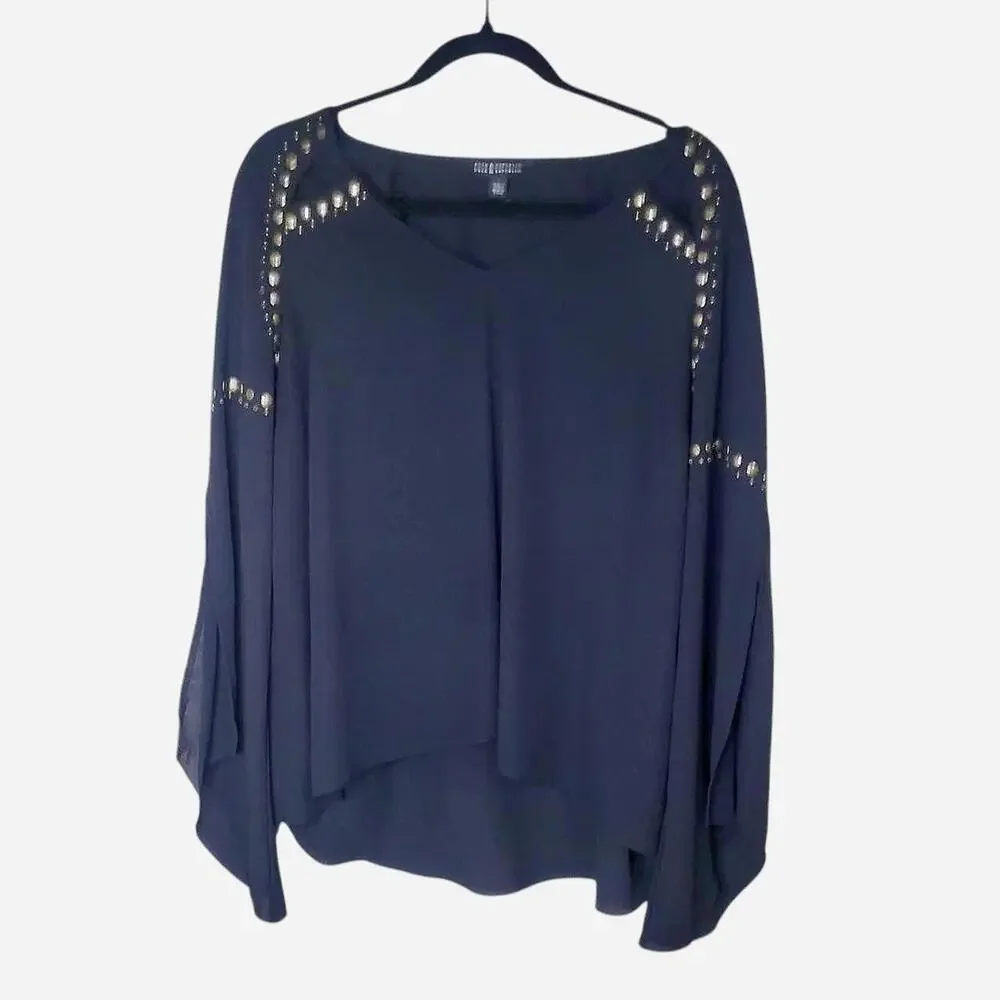 Victorian Rock & Republic gold studded boho blouse split sleeves - Picture 2 of 7